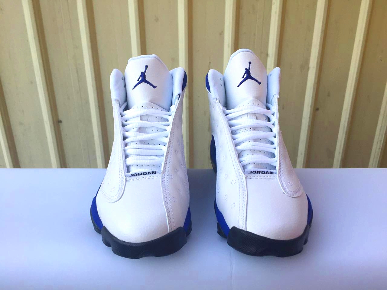 2017 Men Air Jordan 13 White Blue Black Shoes - Click Image to Close