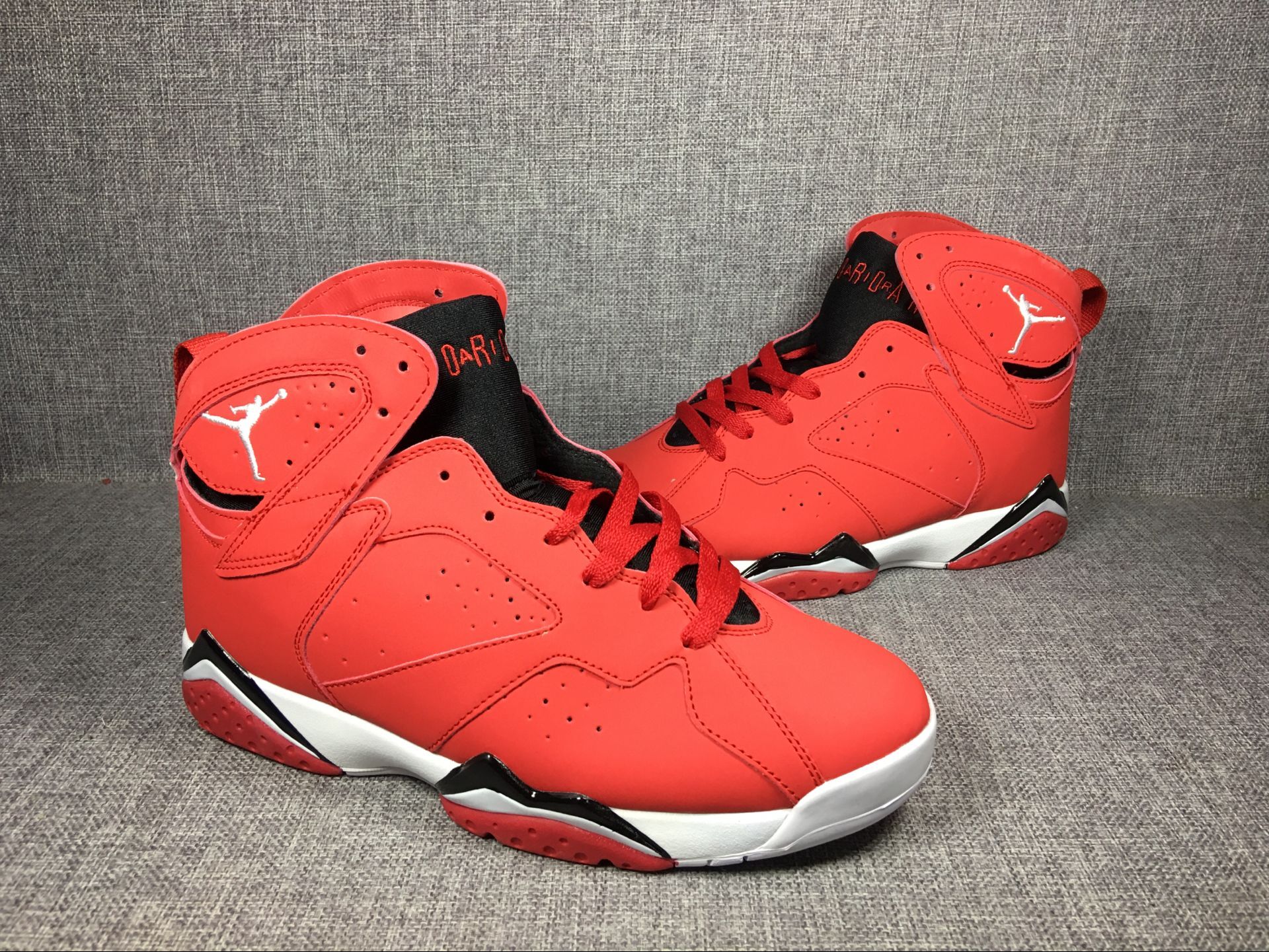 2017 Men Air Jordan 7 Red Black White Shoes - Click Image to Close