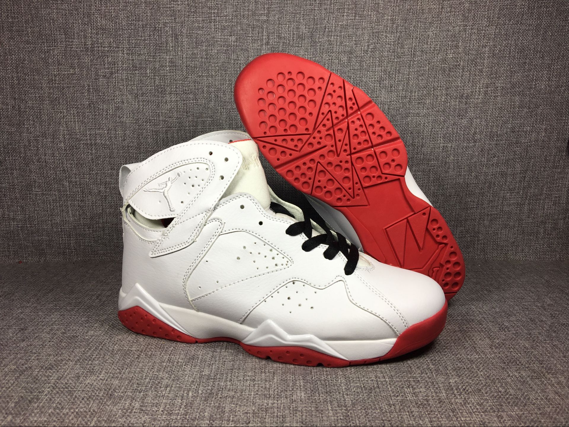 2017 Men Air Jordan 7 White Red Shoes - Click Image to Close