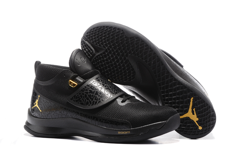 2017 Men Jordan Super Fly V Black Gold Shoes - Click Image to Close