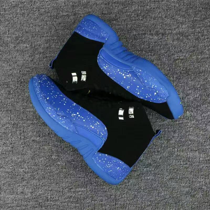 2017 Summer Air Jordan 12 Black Blue Ink Shoes - Click Image to Close