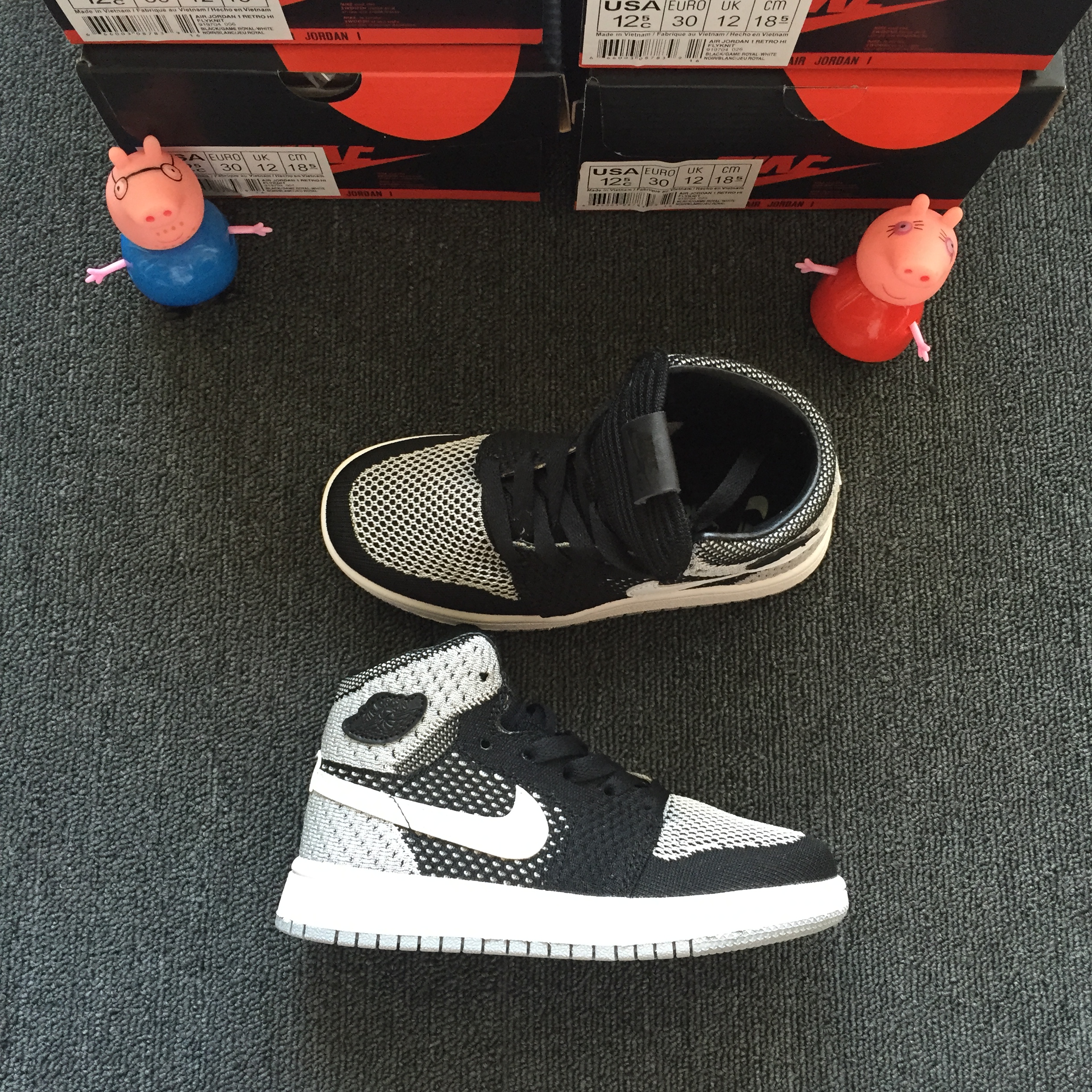 2018 Air Jordan 1 Knit Black White Shoes For Kids