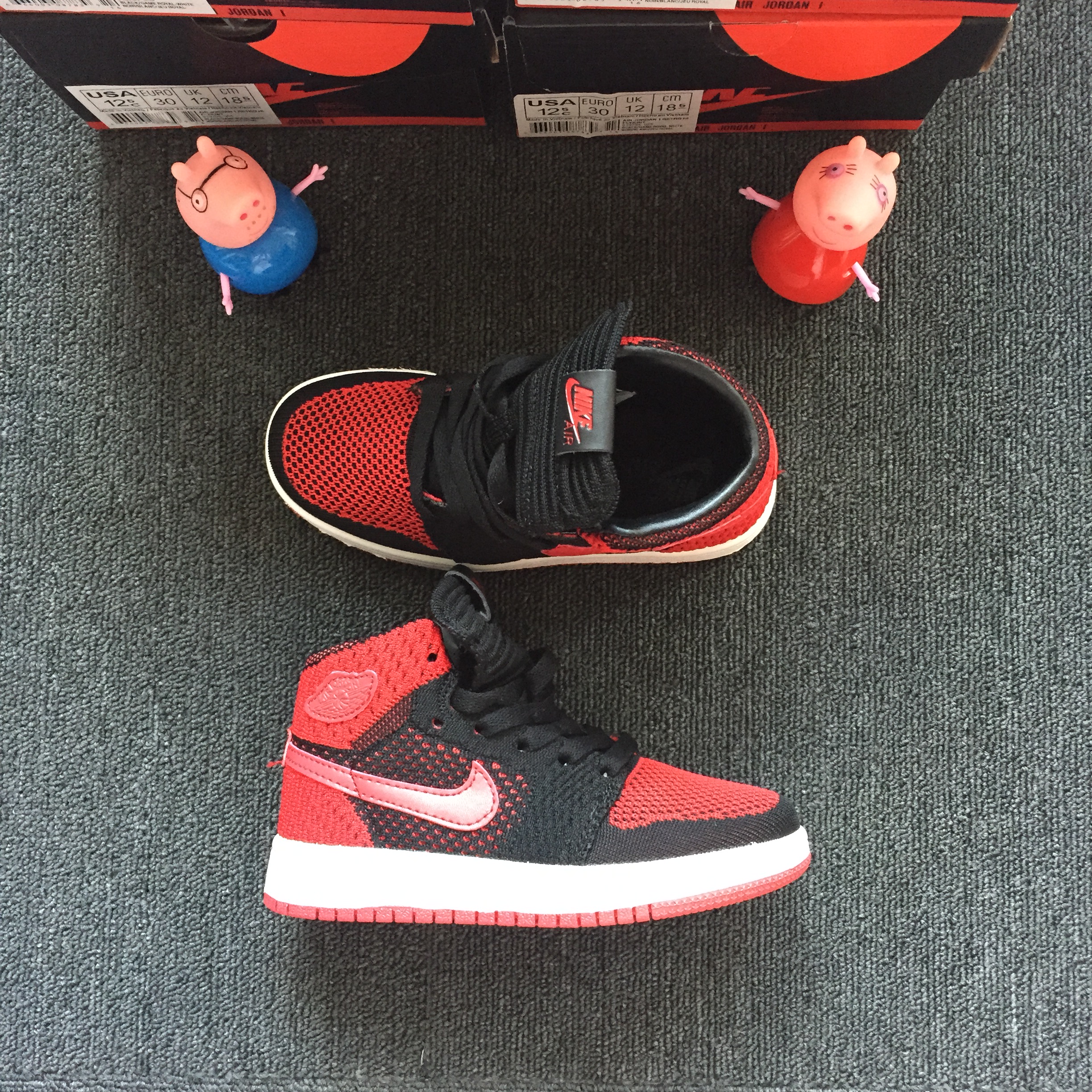 2018 Air Jordan 1 Knit Red Black Shoes For Kids - Click Image to Close