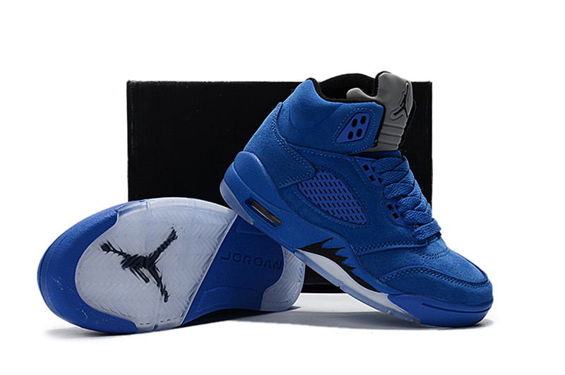 2018 Air Jordan 5 All Blue Shoes For Kids - Click Image to Close