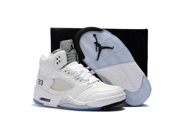 2018 Air Jordan 5 All White Shoes For Kids