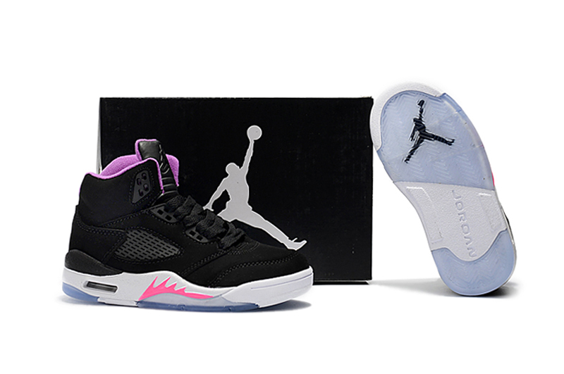 2018 Air Jordan 5 Black Pink Purple Shoes For Kids