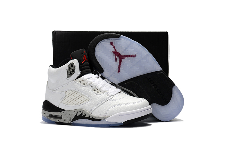 2018 Air Jordan 5 White Cement Shoes For Kids - Click Image to Close