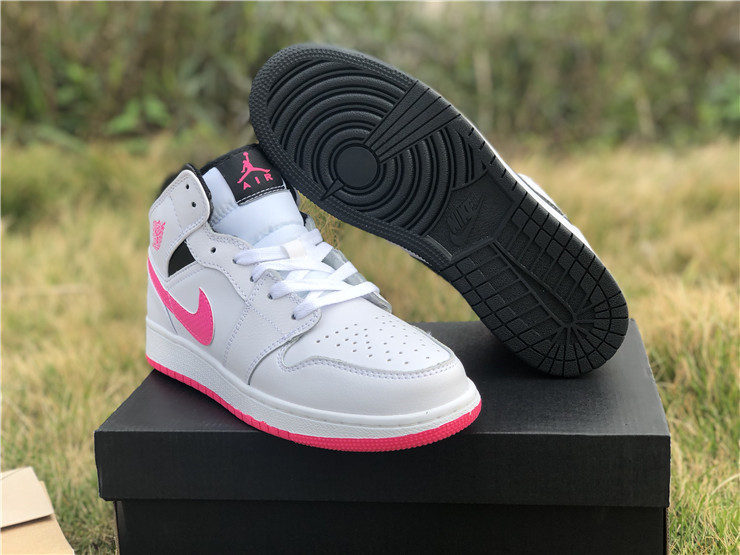 jordan 1 mid hyper pink white black for girls shoes - Click Image to Close