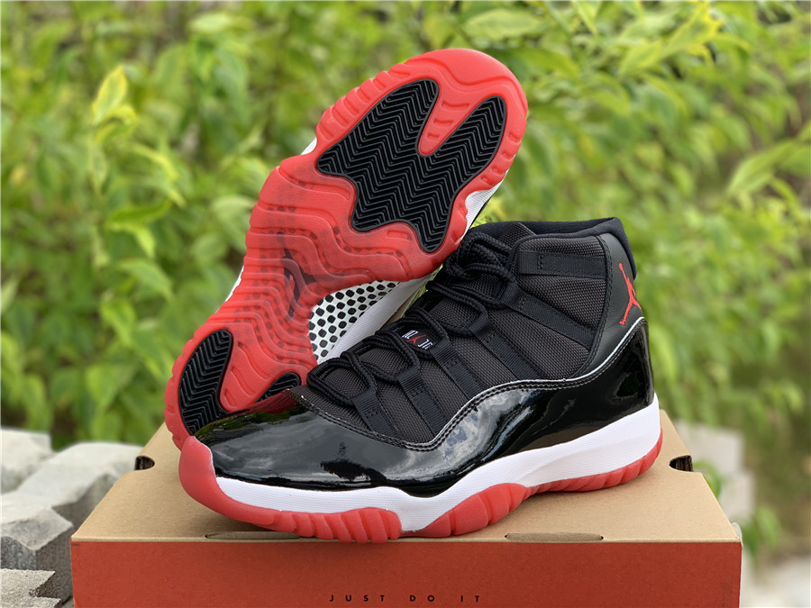 jordan 11 retro bred black white varsity red lover shoes