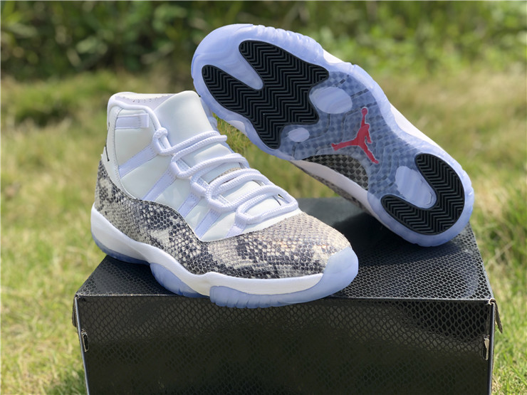 new jordan 11 retro snakeskin grey white shoes