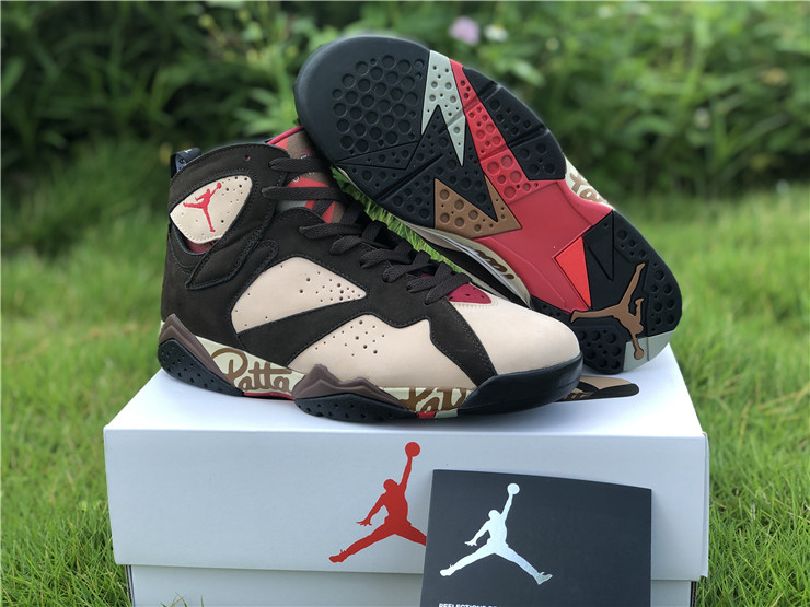 patta x jordan 7 og sp shimmer tough red velvet brown shoes