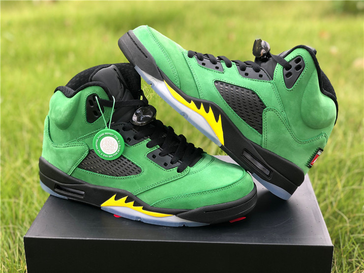 jordan 5 retro oregon ducks black green shoes