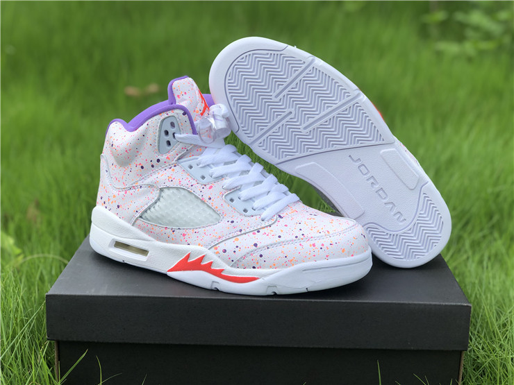 girls jordan 5 retro easter white voltage purple shoes