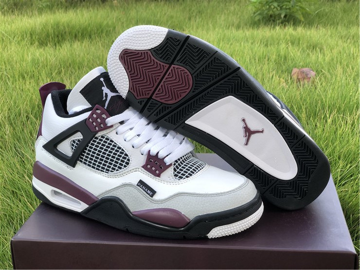 latest jordan 4 psg white neutral grey black bordeaux shoes - Click Image to Close