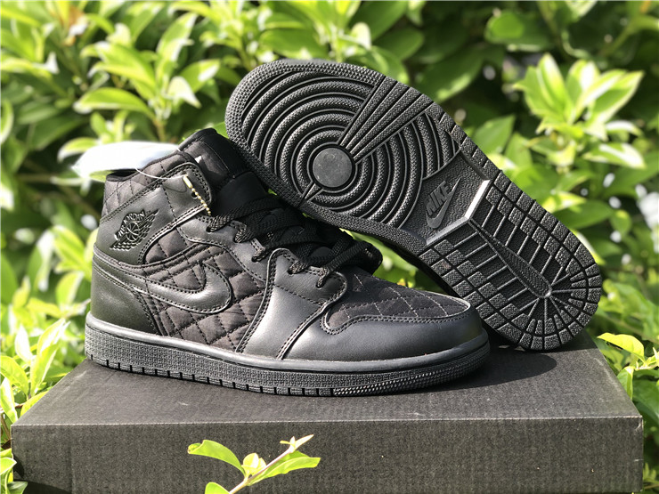 jordan 1 mid triple black quilted shoes - Click Image to Close