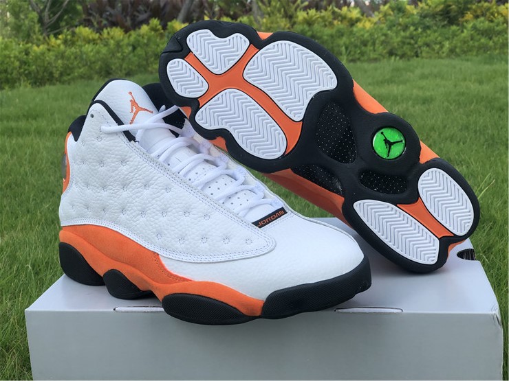 mens jordan 13 starfish white black shoes