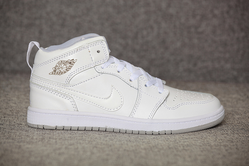 Air Jordan 1 All White For kids - Click Image to Close