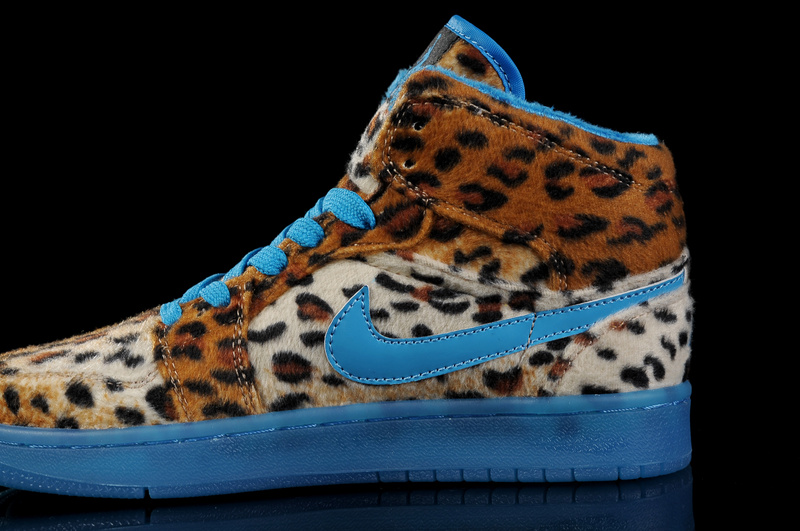 Cheap 2013 Air Jordan 1 Leopard Blue For Women