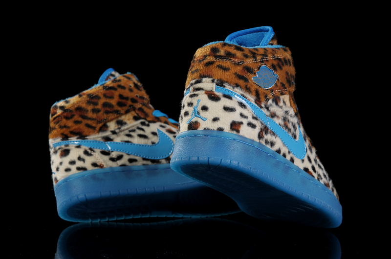 Cheap 2013 Air Jordan 1 Leopard Blue For Women - Click Image to Close