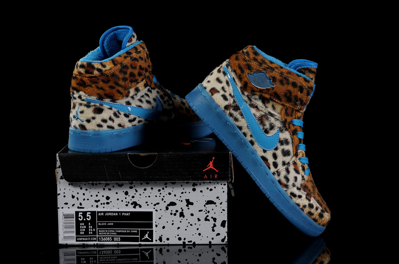 Cheap 2013 Air Jordan 1 Leopard Blue For Women - Click Image to Close