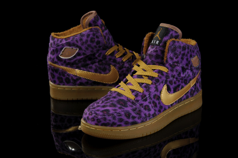 Cheap 2013 Air Jordan 1 Leopard Purple Brown For Women