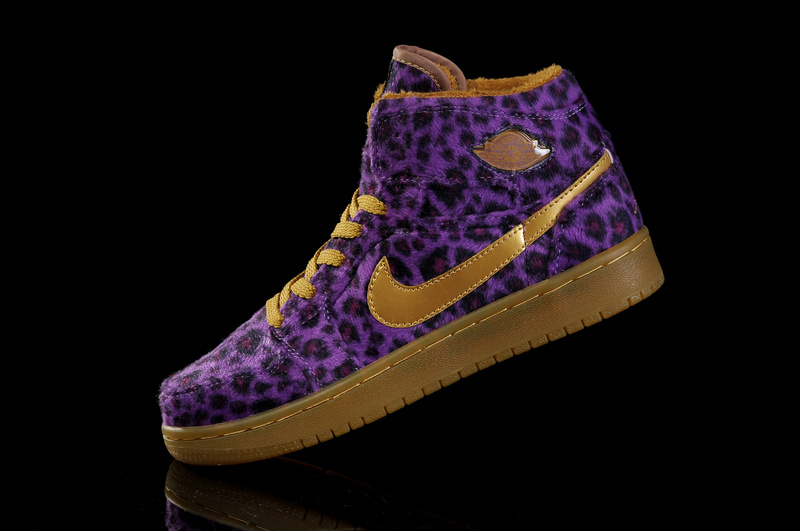 Cheap 2013 Air Jordan 1 Leopard Purple Brown For Women - Click Image to Close