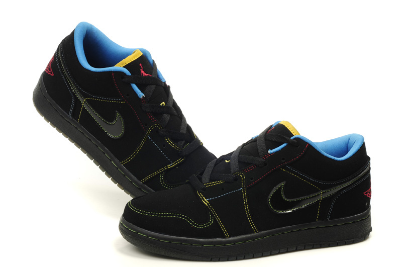 Comfortable Low-cut Air Jordan 1 Black Blue Shoes