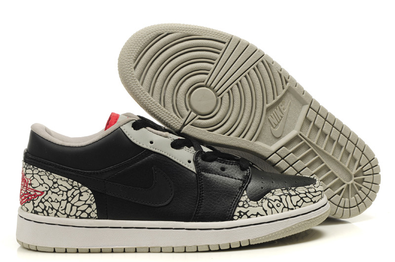 Comfortable Low-cut Air Jordan 1 Black Grey Cement Shoes - Click Image to Close