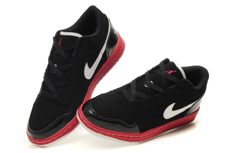 Comfortable Low-cut Air Jordan 1 Black Red White Shoes