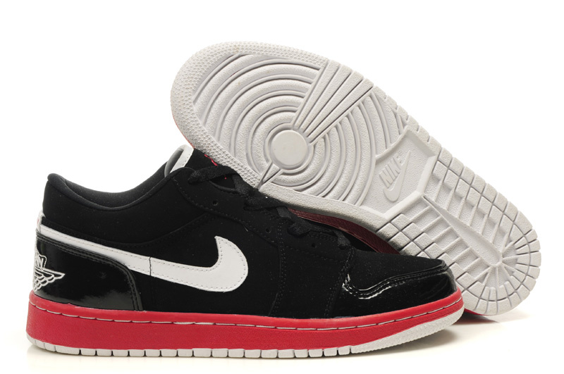 Comfortable Low-cut Air Jordan 1 Black Red White Shoes - Click Image to Close