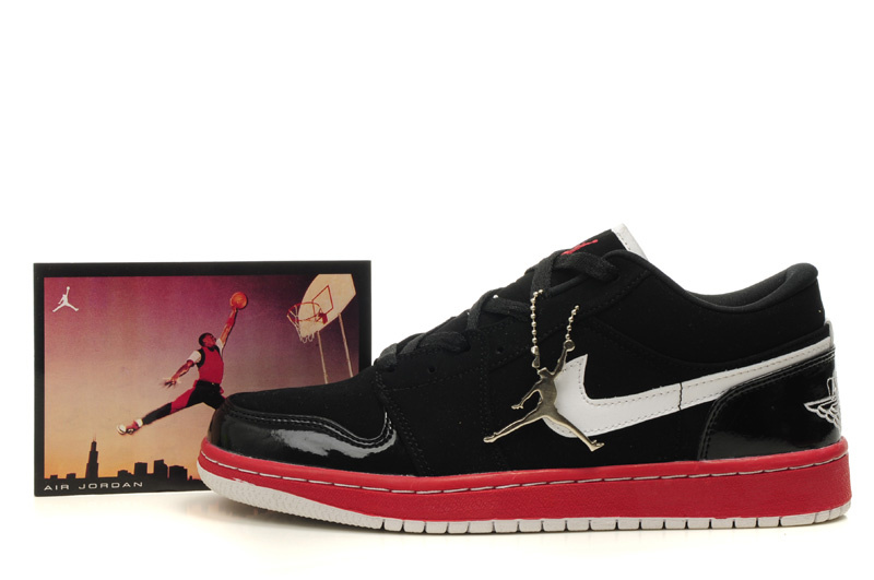 Comfortable Low-cut Air Jordan 1 Black Red White Shoes - Click Image to Close