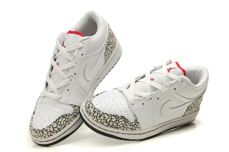 Comfortable Low-cut Air Jordan 1 White Cement Black Shoes - Click Image to Close