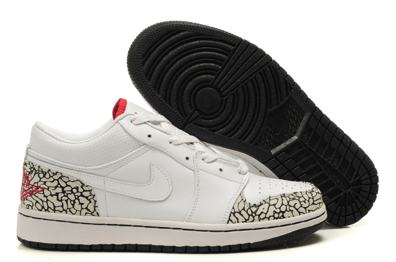 Comfortable Low-cut Air Jordan 1 White Cement Black Shoes