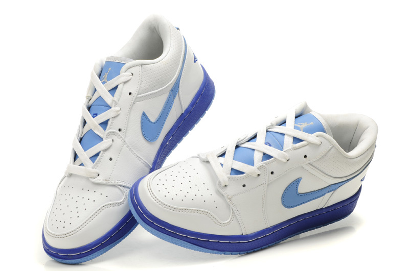 Comfortable Low-cut Air Jordan 1 White Light Blue Shoes