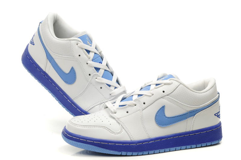 Comfortable Low-cut Air Jordan 1 White Light Blue Shoes - Click Image to Close