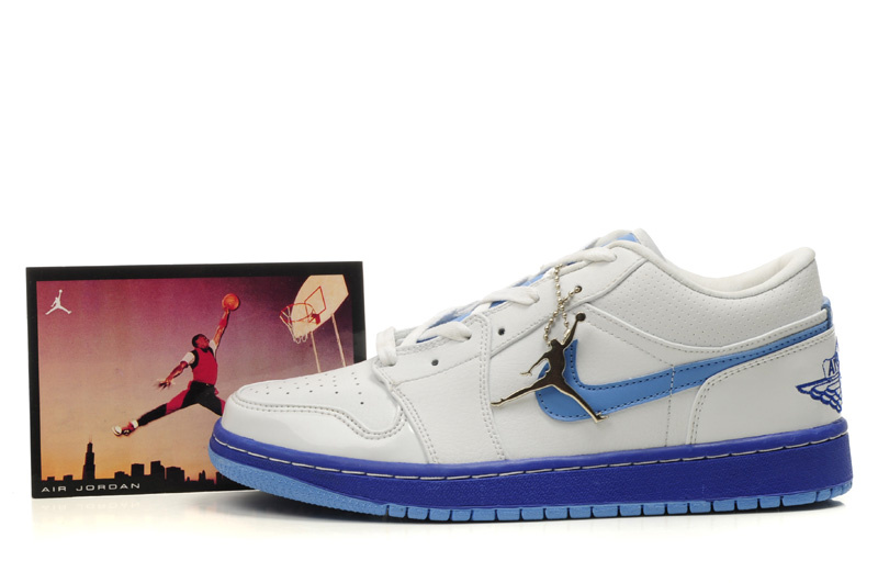 Comfortable Low-cut Air Jordan 1 White Light Blue Shoes