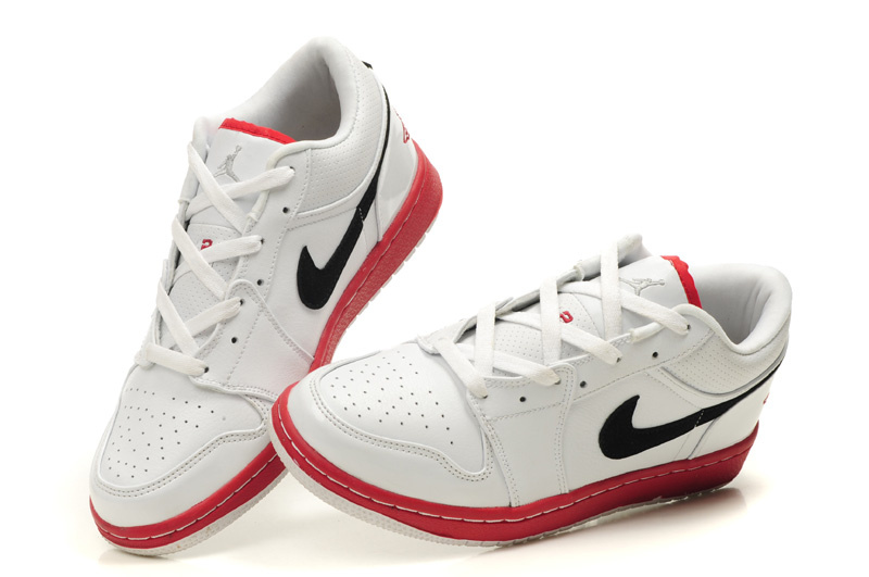 Comfortable Low-cut Air Jordan 1 White Red Black Shoes