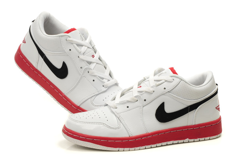 Comfortable Low-cut Air Jordan 1 White Red Black Shoes