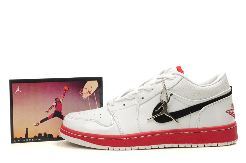 Comfortable Low-cut Air Jordan 1 White Red Black Shoes - Click Image to Close