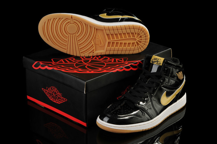 New Air Jordan Retro 1 Black Gold Shoes