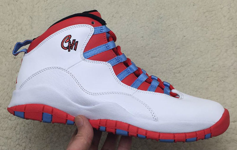 Air Jordan 10 Chicago Flag White Light Crimosn University Blue Black - Click Image to Close