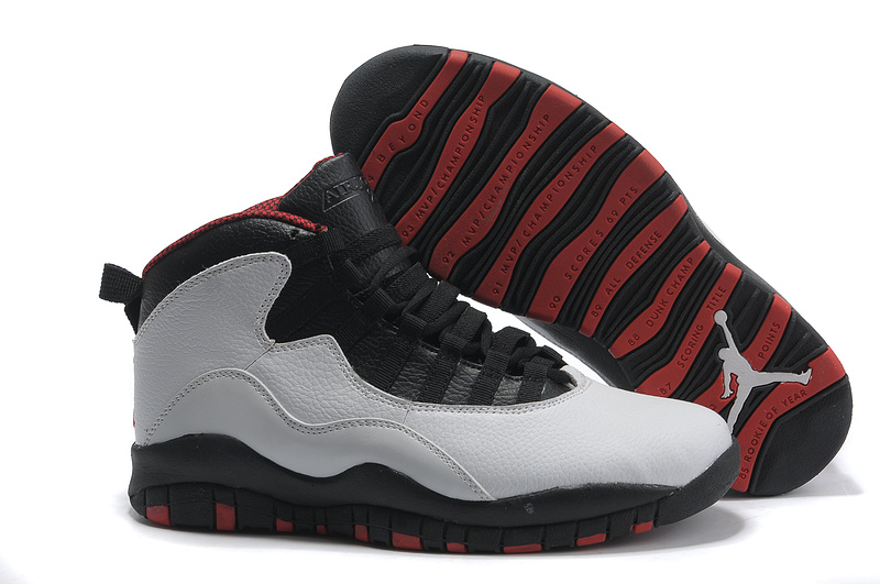 Air Jordan Retro 10 Shoes Black Grey Red