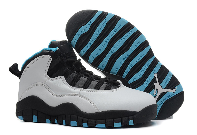 Air Jordan 10 X Retro White Dark Powder Blue Black Cheap - Click Image to Close