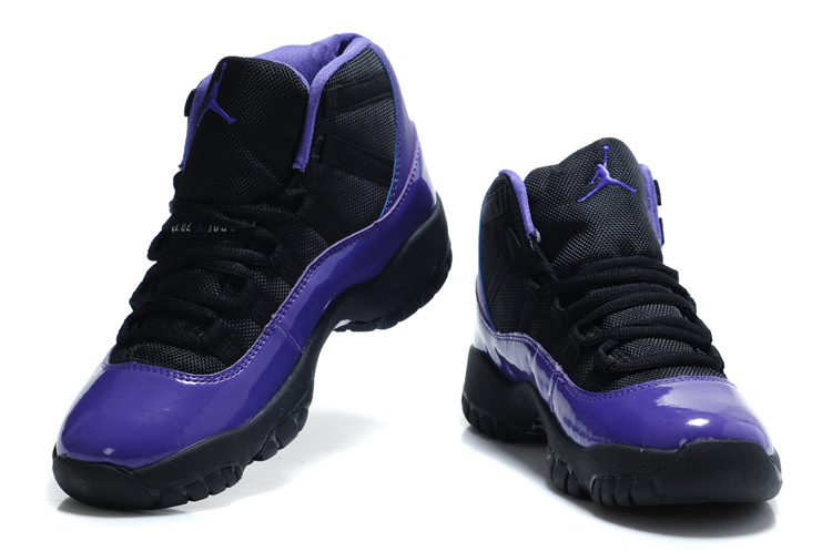 Authentic Jordan 11 Black Purple For Women - Click Image to Close