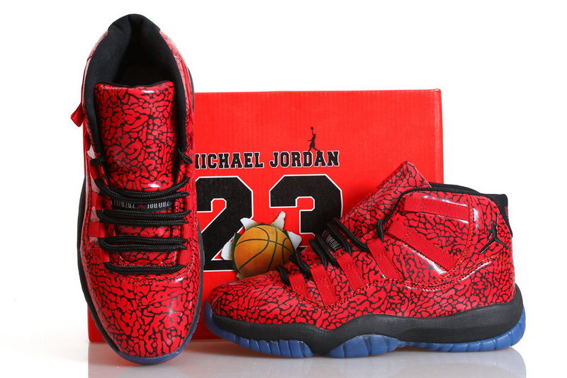 Air Jordan 11 Chicago Bulls Crack Red Black Blue Shoes - Click Image to Close