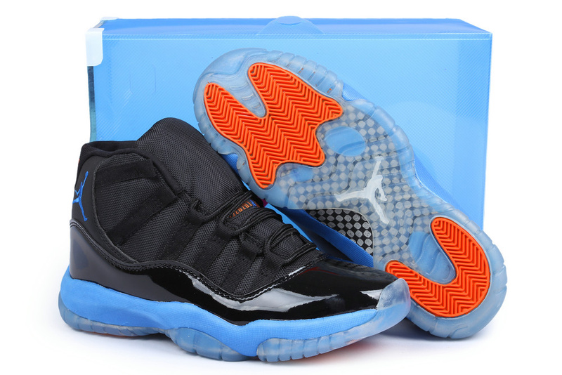 Air Jordan 11 Knicks Edition Black Blue Orange Shoes