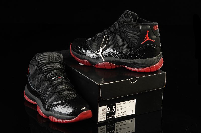 Air Jordan 11 Retro Black Red Snakeskin Shoes