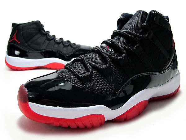 New Air Jordan Retro 11 Bred Black Red Shoes - Click Image to Close