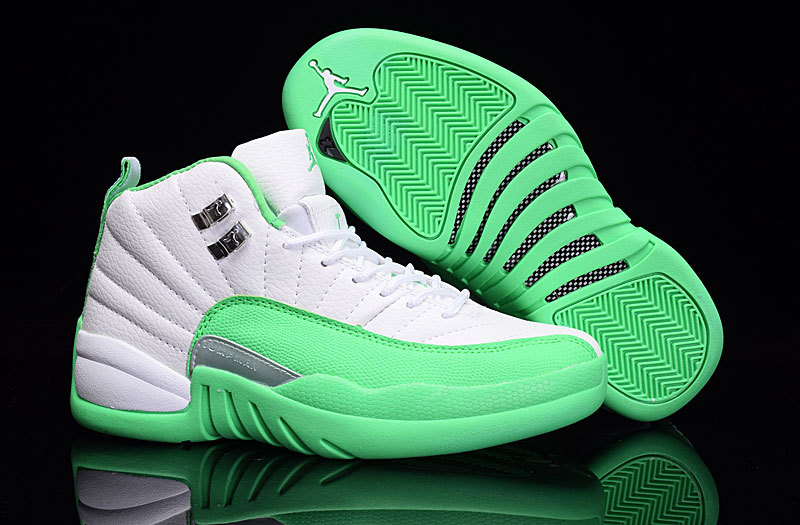 Air Jordan 12 GS White Green 2016 New Style Sale - Click Image to Close