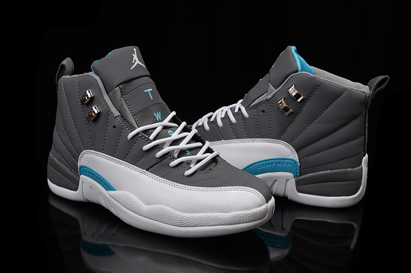 Air Jordan 12 Wolf Grey University Blue White - Click Image to Close